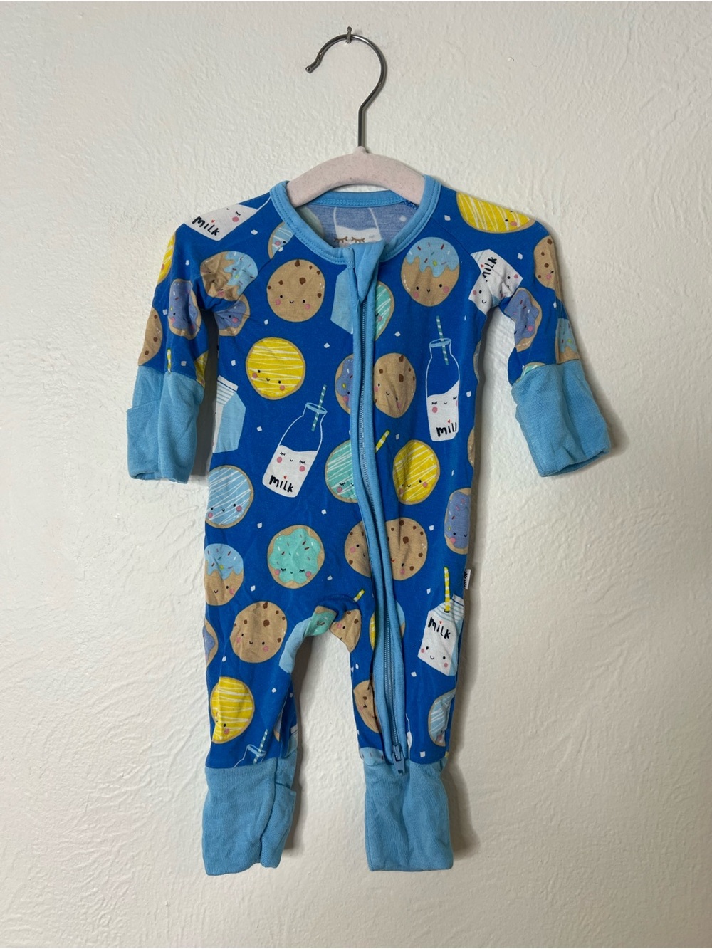 Little Sleepies Royal Blue Planet & Milk Bottle Footed One-Piece Preemie